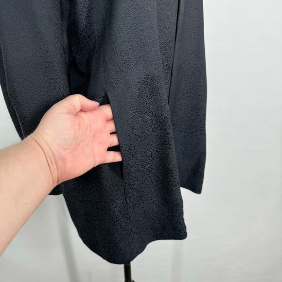 Eileen Fisher Longline Open Front Jacket Black Silk Work Minimalist Classic Sz M - Picture 3 of 10